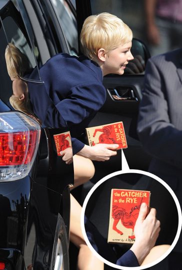 Michelle Williams carried her Olympia Le-Tan Catcher In The Rye Clutch in LA © Atlantic Images
