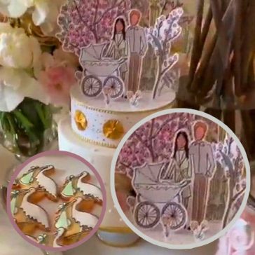 Meghan Markle's baby shower featured a very pink theme and had her and Harry with a baby stroller! Photos courtesy of Instagram