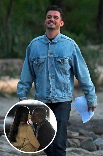Orlando Bloom, Freida Pinto, and Leslie Odom Jr. filming John Ridley's sc-fi time travel movie 'Needle in a Timestack'