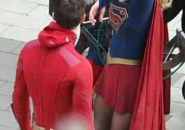 Melissa Benoist AKA Supergirl dancing on set with Grant Gustin AKA The Flash!