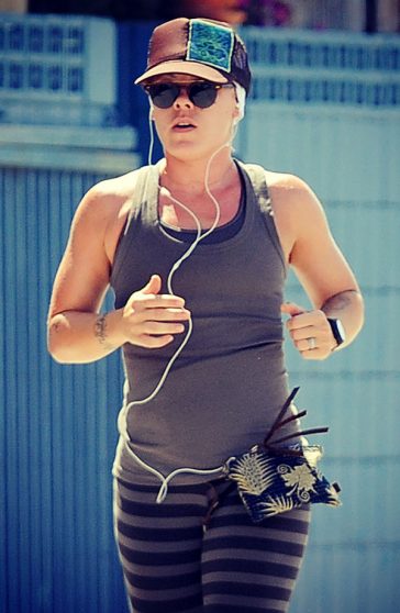P!NK spotted jogging on Venice Beach Boardwalk - More FREE Celebrity Pics at www.CelebrityWotNot.Photos