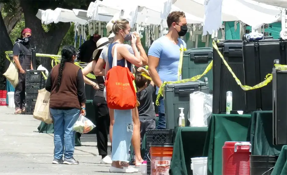 Brie Larson and Elijah Allan-Blitz stocked up with some local produce at their local farmers market