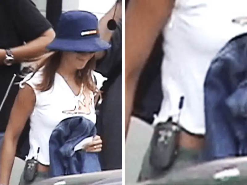 Hello Moto? Jennifer Aniston had her old school flip phone clipped to her belt