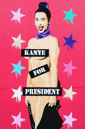 Kim Kardashian almost bares all going nude in this poster created by street artist Pegasus