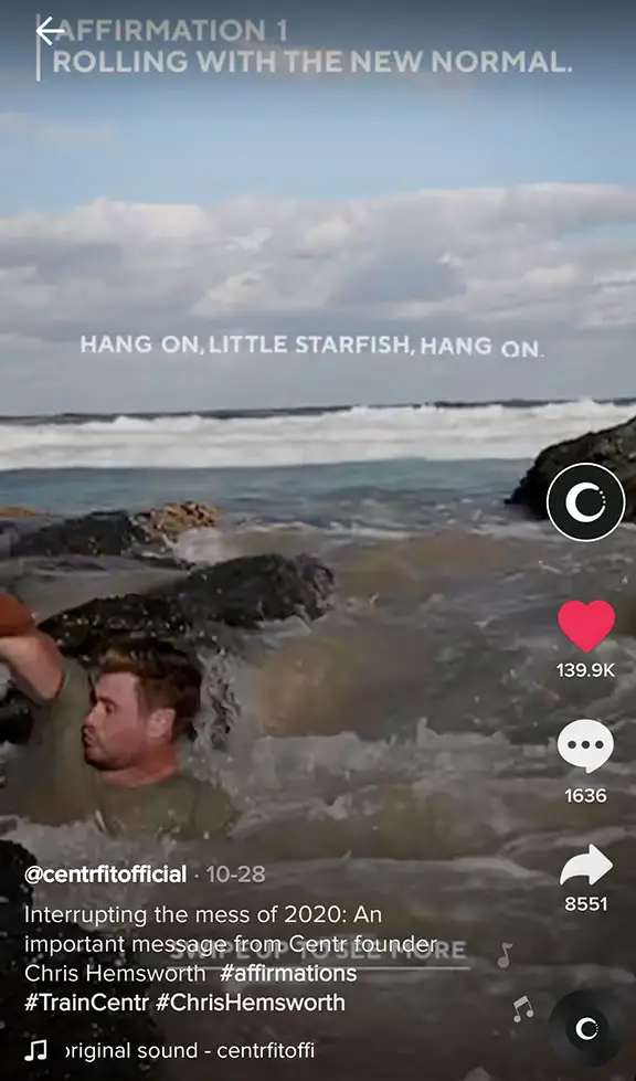 "Hang on Little Starfish. Hang On"!! - Photo courtesy of @centrfitofficial / TikTok