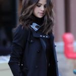 Selena Gomez looked a sight of sophistication in her Versace Trench Coat at the Sundance Film Festival © Atlantic Images Selena Gomez Versace Fall Trench Coat Sundance © Atlantic Images