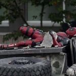 Deadpool up to more mischief on set of Deadpool 2 but pictured lying under some concrete! © Atlantic Images / MEGA Deadpool 2 Filming Vancouver Canada