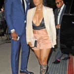 LeBron James and wife Savannah Brinson were pictured at the Floyd Mayweather Vs Conor McGregor fight with Savannah stealing the show and turning heads in her revealing cleavage-baring outfit! © Atlantic Images Savannah Brinson Cleavage LeBron James Suit Mayweather McGregor Fight