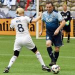 Georgina Haig who plays Frozen's Queen Elsa showing off her soccer skills for the Vancouver Whitecaps in a charity game © Atlantic Images Georgina Haig Frozen Elsa Vancouver Whitecaps Playing Soccer