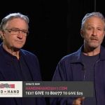 Robert De Niro and John Stewart support the Hand in Hand Hurricane Relief - Photo courtesy of Hand in Hand A Benefit For Hurricane Relief Robert De Niro John Stewart Hand in Hand Hurricane Relief Donate